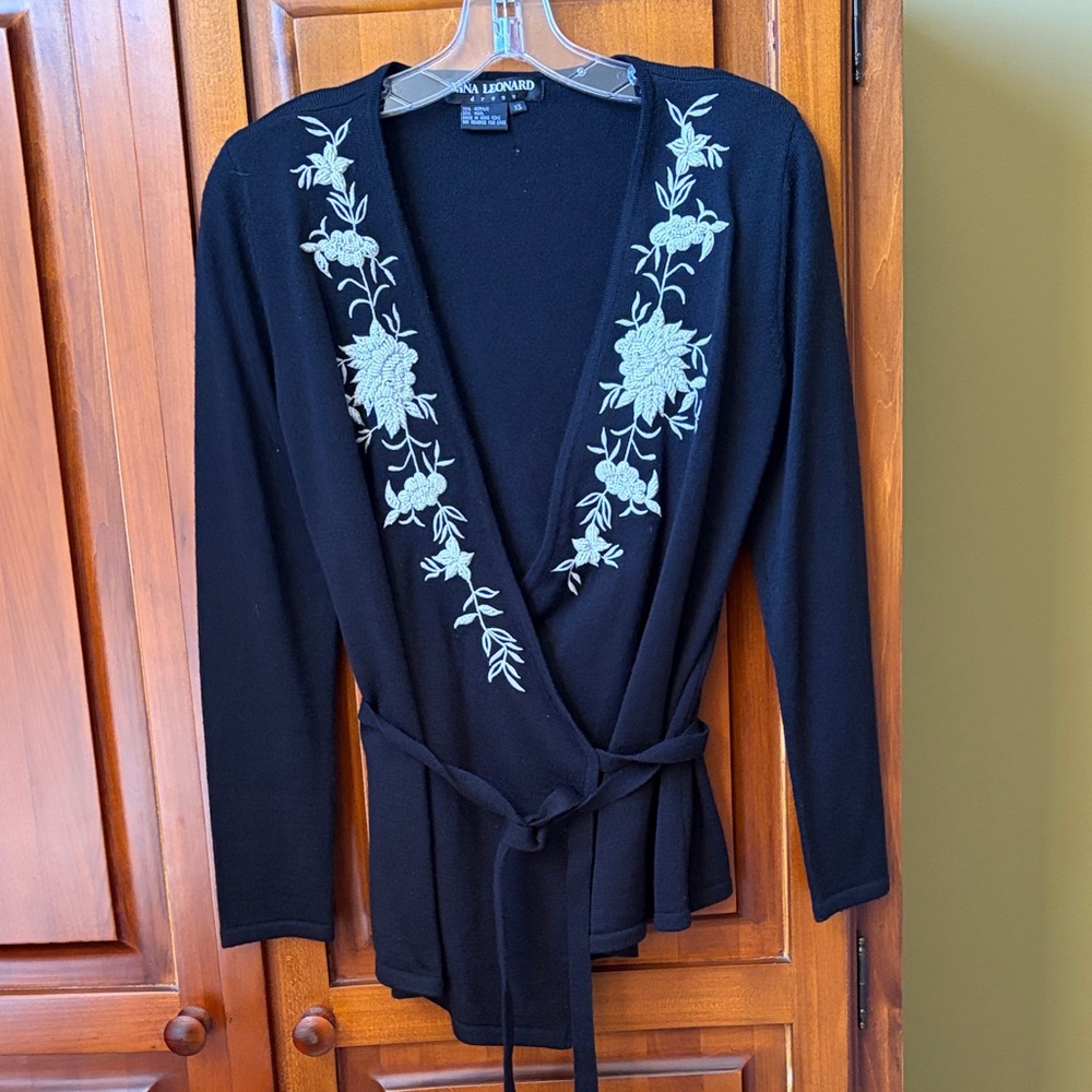 Black Nina Leonard Wrap Sweater